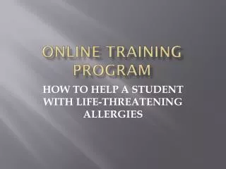 Online Training Program