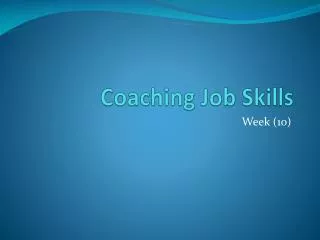 Coaching Job Skills