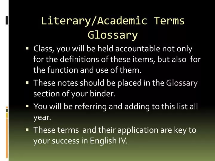 literary academic terms glossary