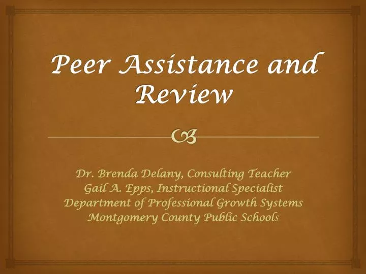 peer assistance and review