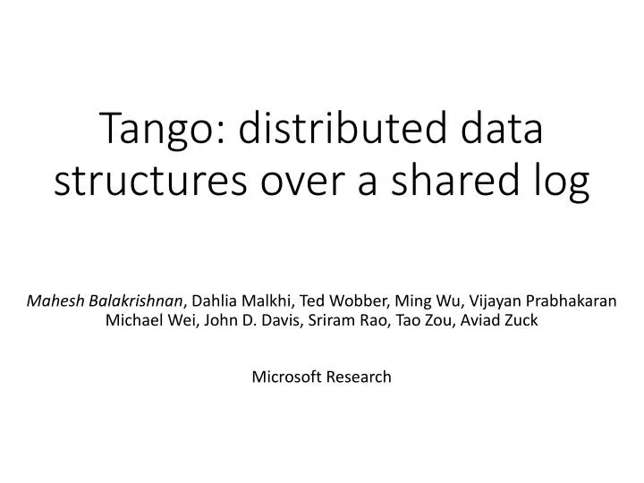 tango distributed data structures over a shared log