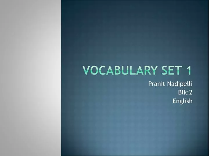 vocabulary set 1