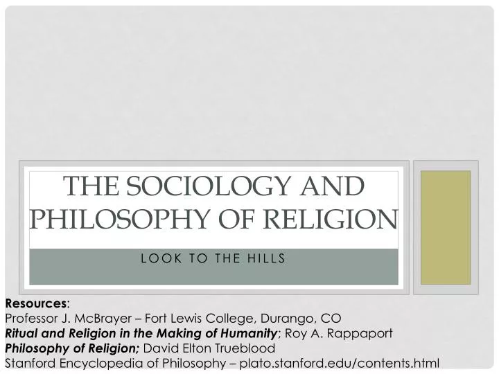 the sociology and philosophy of religion