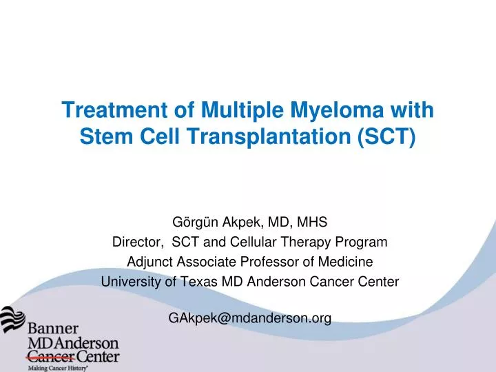 treatment of multiple myeloma with stem cell transplantation sct