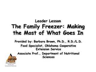 Leader Lesson The Family Freezer: Making the Most of What Goes In