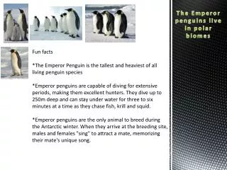 The Emperor penguins live in polar biomes