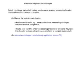 Alternative Reproductive Strategies