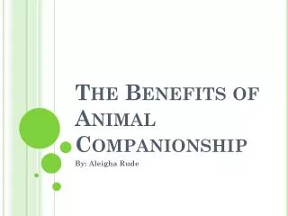 The Benefits of Animal Companionship