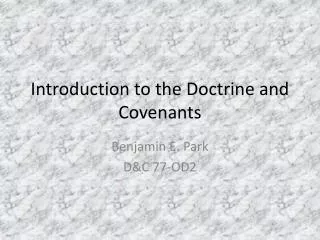 Introduction to the Doctrine and Covenants