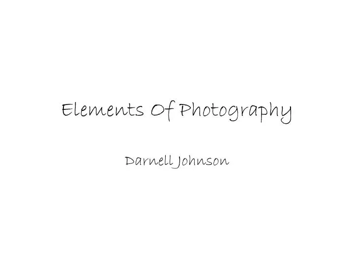 elements o f photography