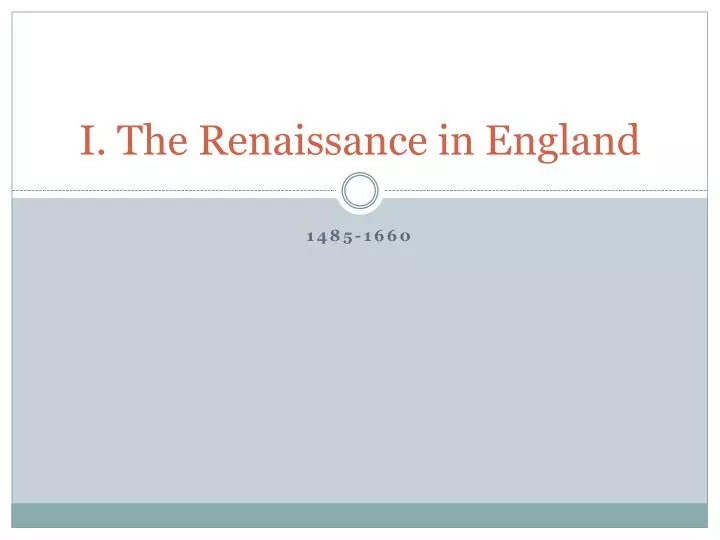 i the renaissance in england