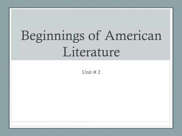 beginnings of american literature