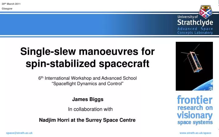 single slew manoeuvres for spin stabilized spacecraft