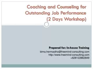Coaching and Counseling for Outstanding Job Performance (2 Days Workshop)