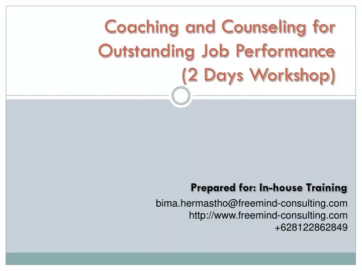coaching and counseling for outstanding job performance 2 days workshop