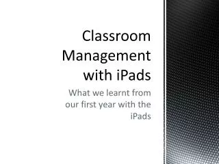 Classroom Management with iPads