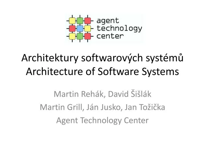 architektury s oftwarov ch s yst m architecture of software systems