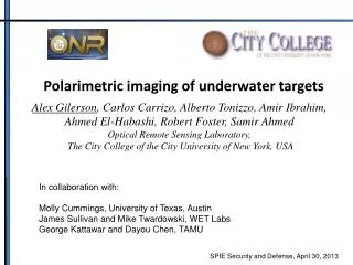 Polarimetric imaging of underwater targets