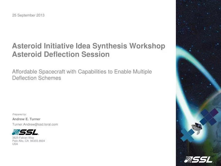 asteroid initiative idea synthesis workshop asteroid deflection session