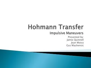 Hohmann Transfer Impulsive Maneuvers