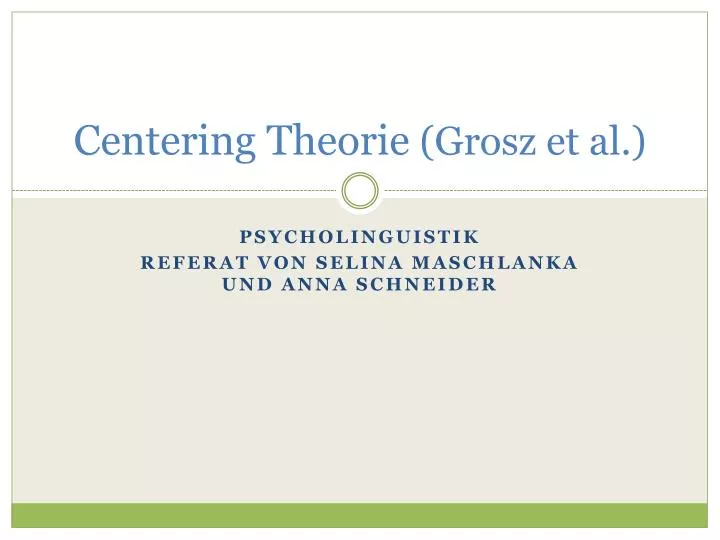 centering theorie grosz et al