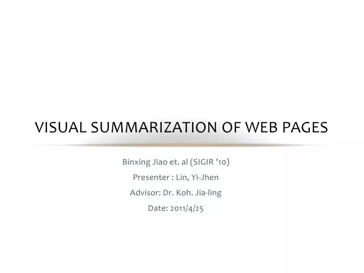 visual summarization of web pages