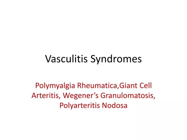 vasculitis syndromes