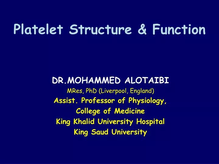 platelet structure and function