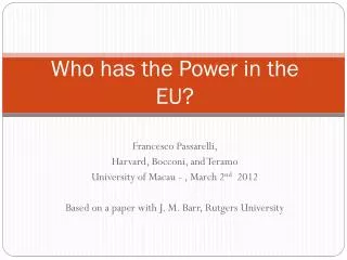 Who has the Power in the EU?