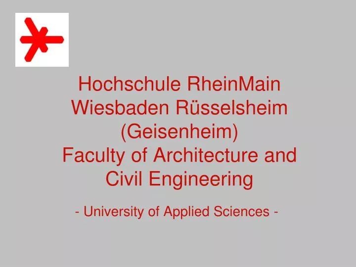 hochschule rheinmain wiesbaden r sselsheim geisenheim faculty of architecture and civil engineering
