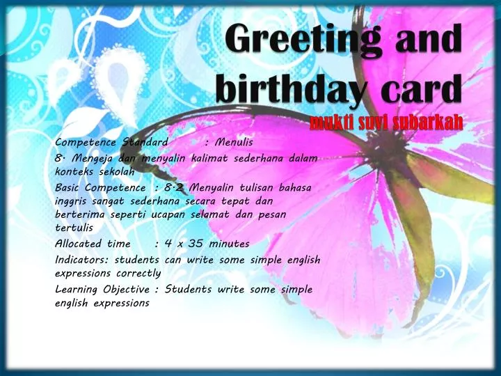 greeting and birthday card mukti suvi subarkah