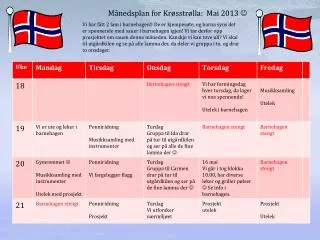 Månedsplan for Krøsstrølla: Mai 2013 