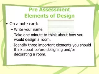 Pre Assessment Elements of Design