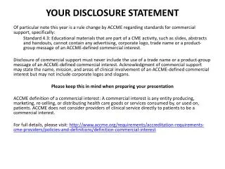 YOUR DISCLOSURE STATEMENT