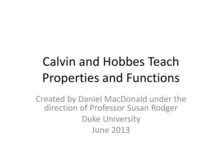 calvin and hobbes teach properties and functions