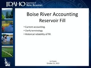 Boise River Accounting Reservoir Fill