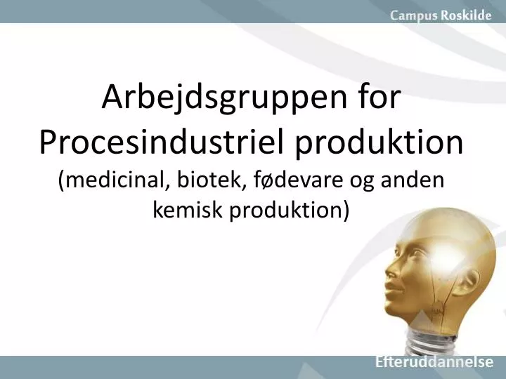 arbejdsgruppen for procesindustriel produktion medicinal biotek f devare og anden kemisk produktion