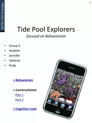 Tide Pool Explorers focused on Behaviorism