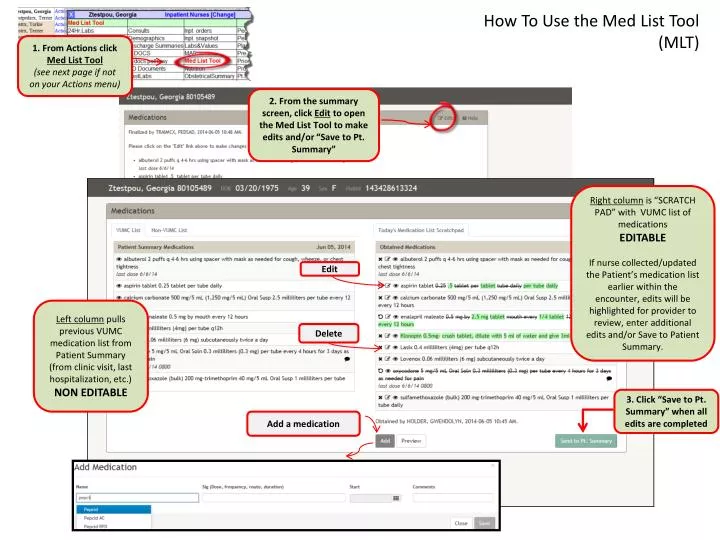 how to use the med list tool mlt