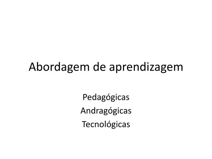 abordagem de aprendizagem