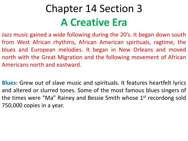 chapter 14 section 3 a creative era
