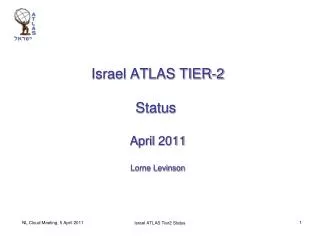 Israel ATLAS TIER-2 Status April 2011 Lorne Levinson