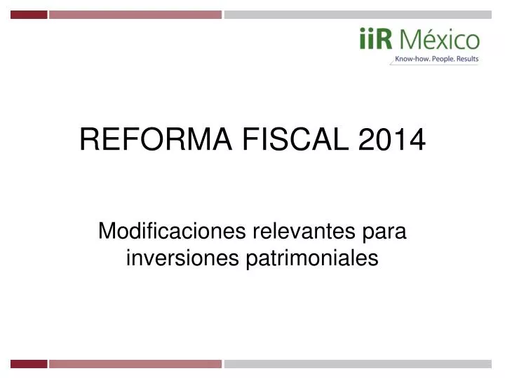 reforma fiscal 2014