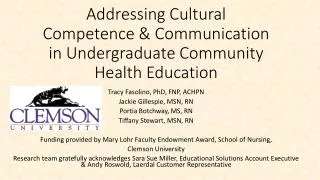 Addressing Cultural Competence &amp; Communication in Undergraduate Community Health Education
