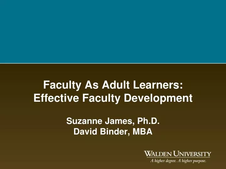 faculty as adult learners effective faculty development