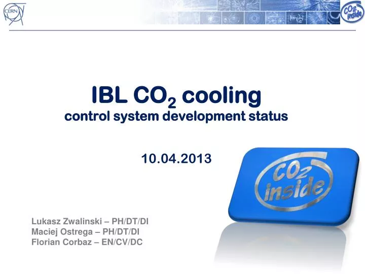 ibl co 2 cooling control system development status 10 0 4 2013