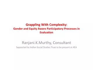 Grappling With Complexity: Gender and Equity Aware Participatory Processes in Evaluation