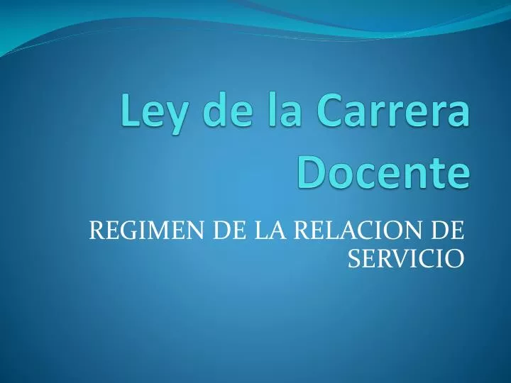 ley de la carrera docente