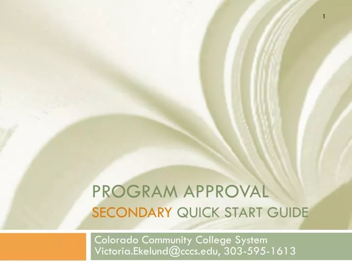 program approval secondary quick start guide