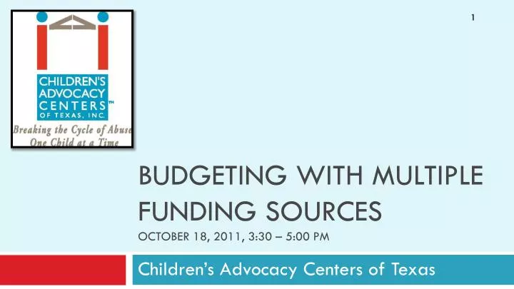 budgeting with multiple funding sources october 18 2011 3 30 5 00 pm
